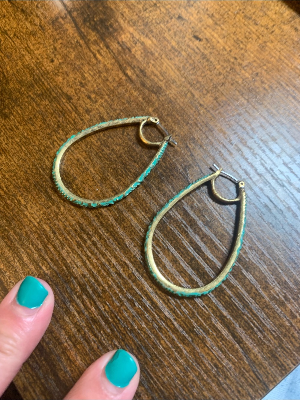 Lucky Brand Gold-Tone Teardrop Earrings with Turquoise Accents